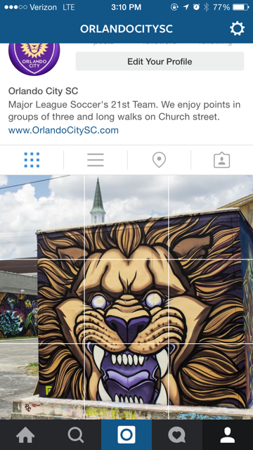 Orlando City SC's Instagram feed screenshot of their #PurpleFriday scavenger hunt campaign